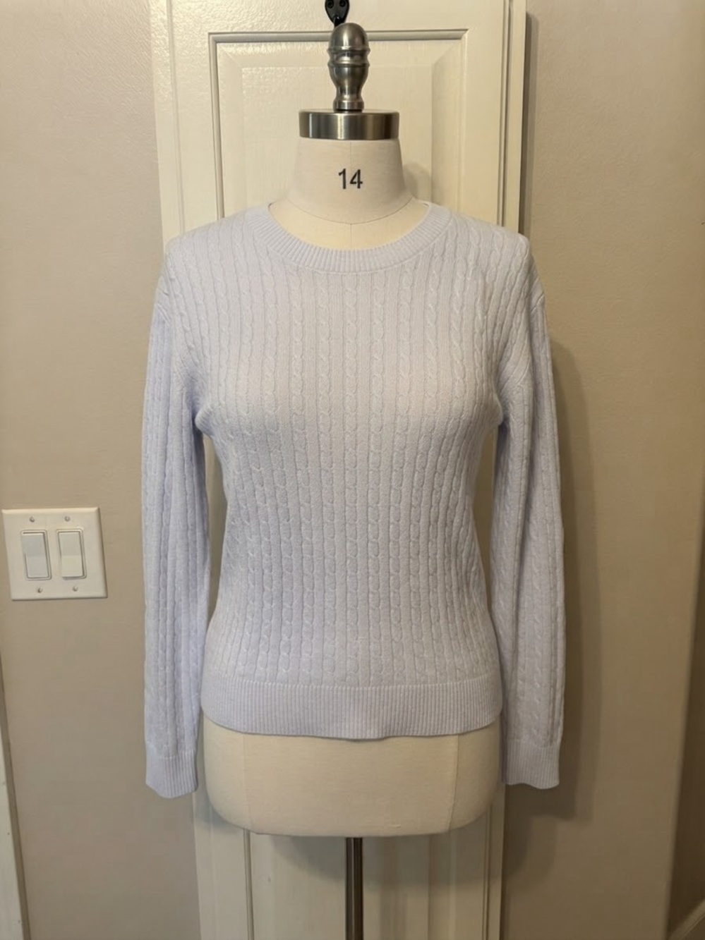 Calvin Klein White Cable Knit Crewneck Sweater